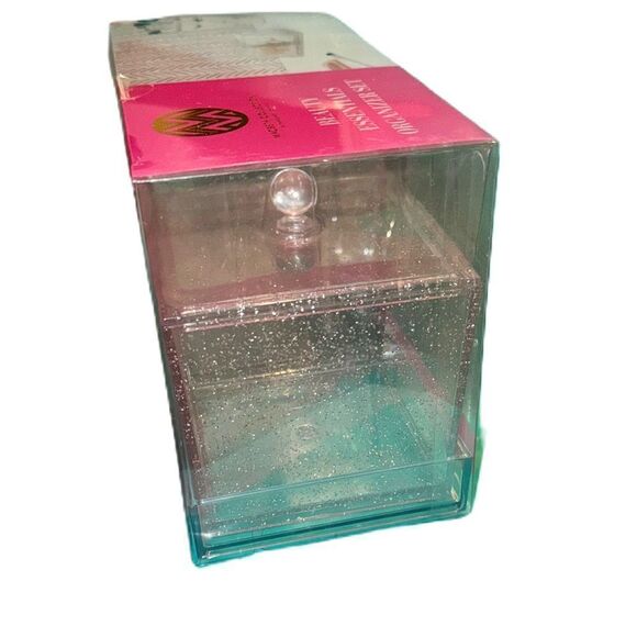 Macbeth Collection Silver Glitter Beauty Essentials Organizer Set 2 Jars & Tray - Picture 6 of 11